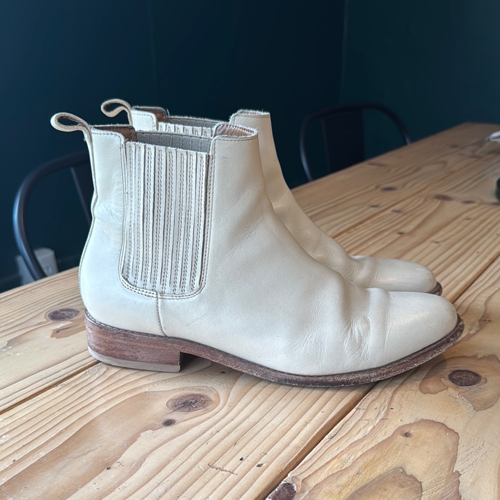 Thursday Leather Chelsea Ankle Boots / Bone / Size 10